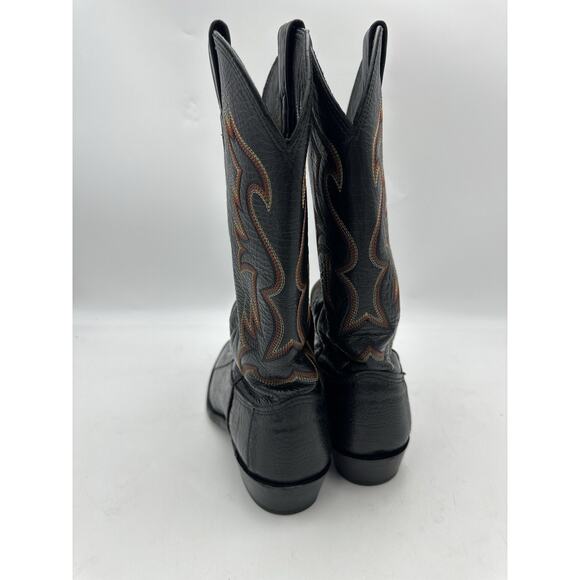 Larry Mahan Men’s 8.5D Black Embossed Leather Western Cowboy Boots vintage exoti - Picture 3 of 10